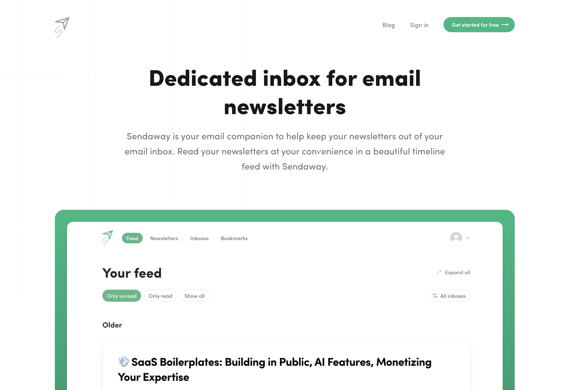 Sendaway: Dedicated inbox for your email newsletters